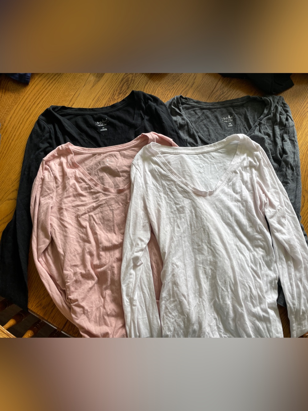 Isabel Maternity 4-Pack Basic Long Sleeve Tops - Black, Gray, Pink, White